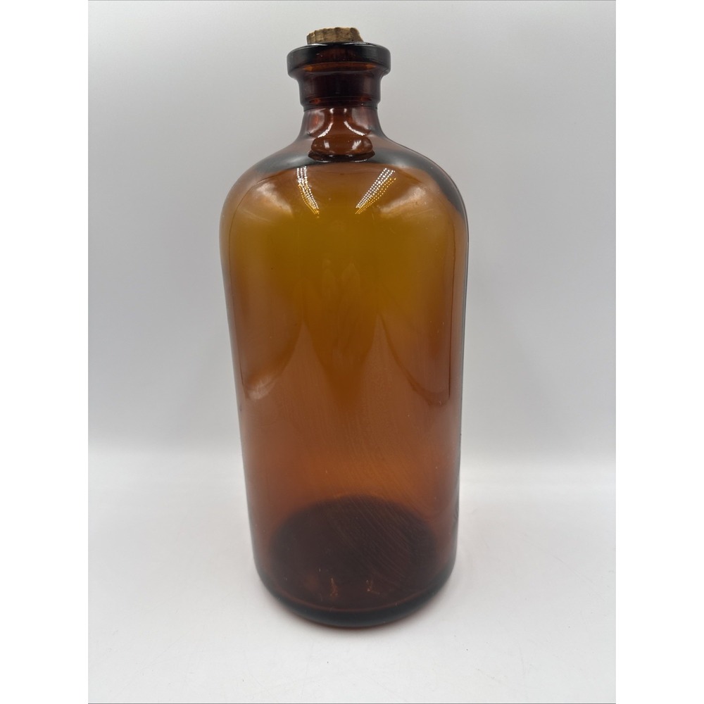 Vintage Amber Glass Medicine Bottle Large 1/2 Gallon 10.5"